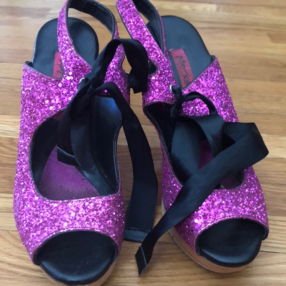 Pink strappy Betsey Johnson Polly heels